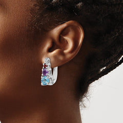 QE16649RB Sterling Silver RH-plated .93t.w. LSBT/AM/GA/WT Hinged Earrings