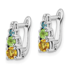 QE16650RB Sterling Silver RH-plated .77t.w. PE/CI/BT/WT Hinged Earrings