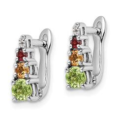 QE16651RB Sterling Silver RH-plated .85t.w. PE/CI/GA/WT Hinged Earrings