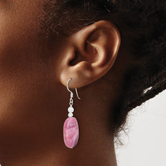 QE16658 Sterling Silver Pink Agate, Pink Quartz and Crystal Earrings