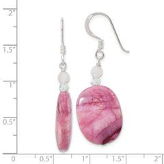 QE16658 Sterling Silver Pink Agate, Pink Quartz and Crystal Earrings