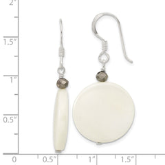 QE16698 Sterling Silver Mother of Pearl and Crystal Dangle Earrings