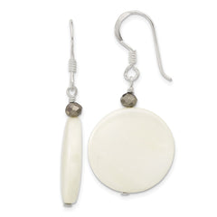 QE16698 Sterling Silver Mother of Pearl and Crystal Dangle Earrings