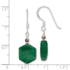 QE16700 Sterling Silver Aventurine Dangle Shepherd Hook Earrings