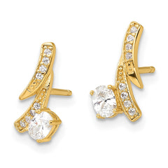 QE16746 Sterling Silver Gold-plated Fancy CZ Post Earrings