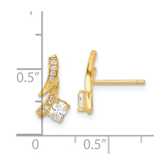 QE16746 Sterling Silver Gold-plated Fancy CZ Post Earrings
