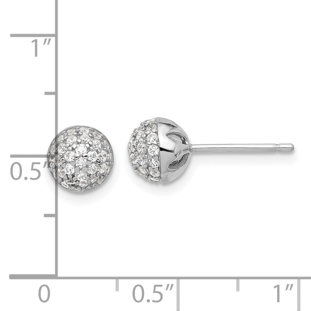 QE16747 Sterling Silver Rhodium-plated Micro Pave CZ Ball Stud Earrings