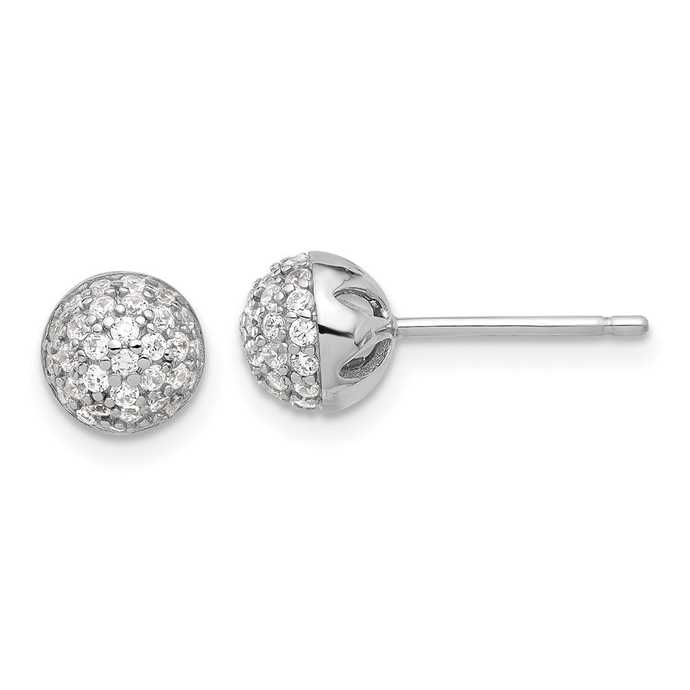 QE16747 Sterling Silver Rhodium-plated Micro Pave CZ Ball Stud Earrings