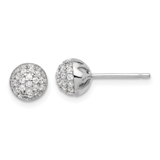 QE16747 Sterling Silver Rhodium-plated Micro Pave CZ Ball Stud Earrings