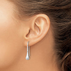 QE16749 Sterling Silver Polished Rhodium-plated Teardrop Earrings