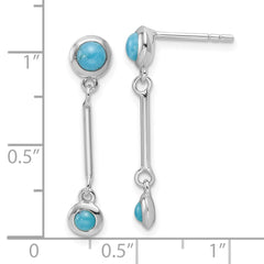 QE16767 Sterling Silver Rhodium-plated Turquoise Drop Dangle Earrings