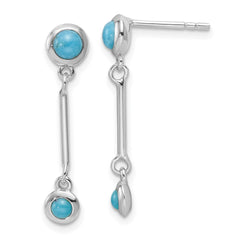 QE16767 Sterling Silver Rhodium-plated Turquoise Drop Dangle Earrings