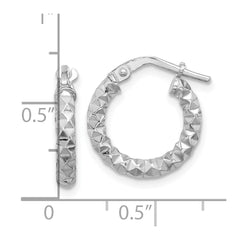 QE16778 Sterling Silver Rhodium-plated Polished Textured 2.50mm Hoop Earrings