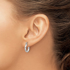 QE16779 Sterling Silver Polished Textured Hoop Earrings