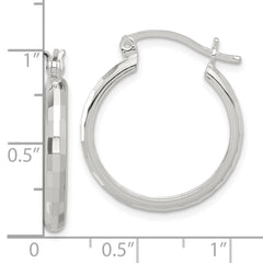 QE16780 Sterling Silver Polished Textured Hoop Earrings