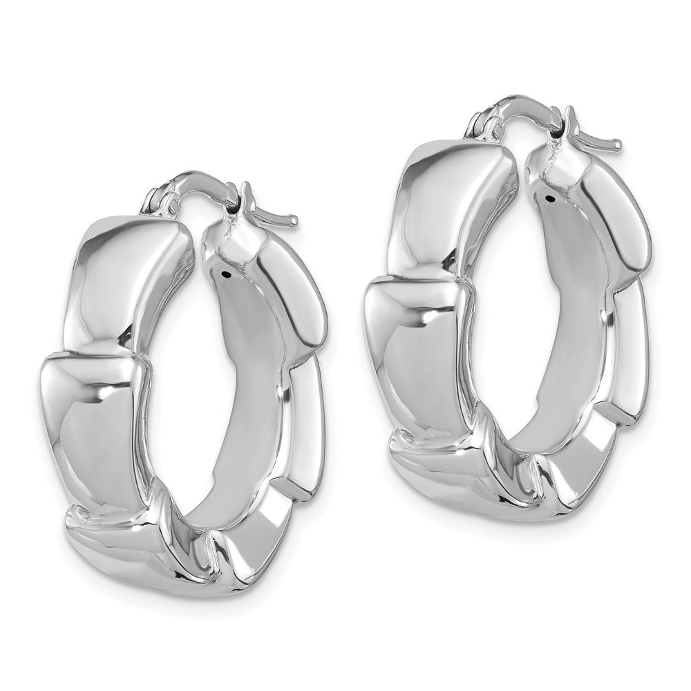 QE16809 Sterling Silver Rhodium-plated Polished Hoop Earrings