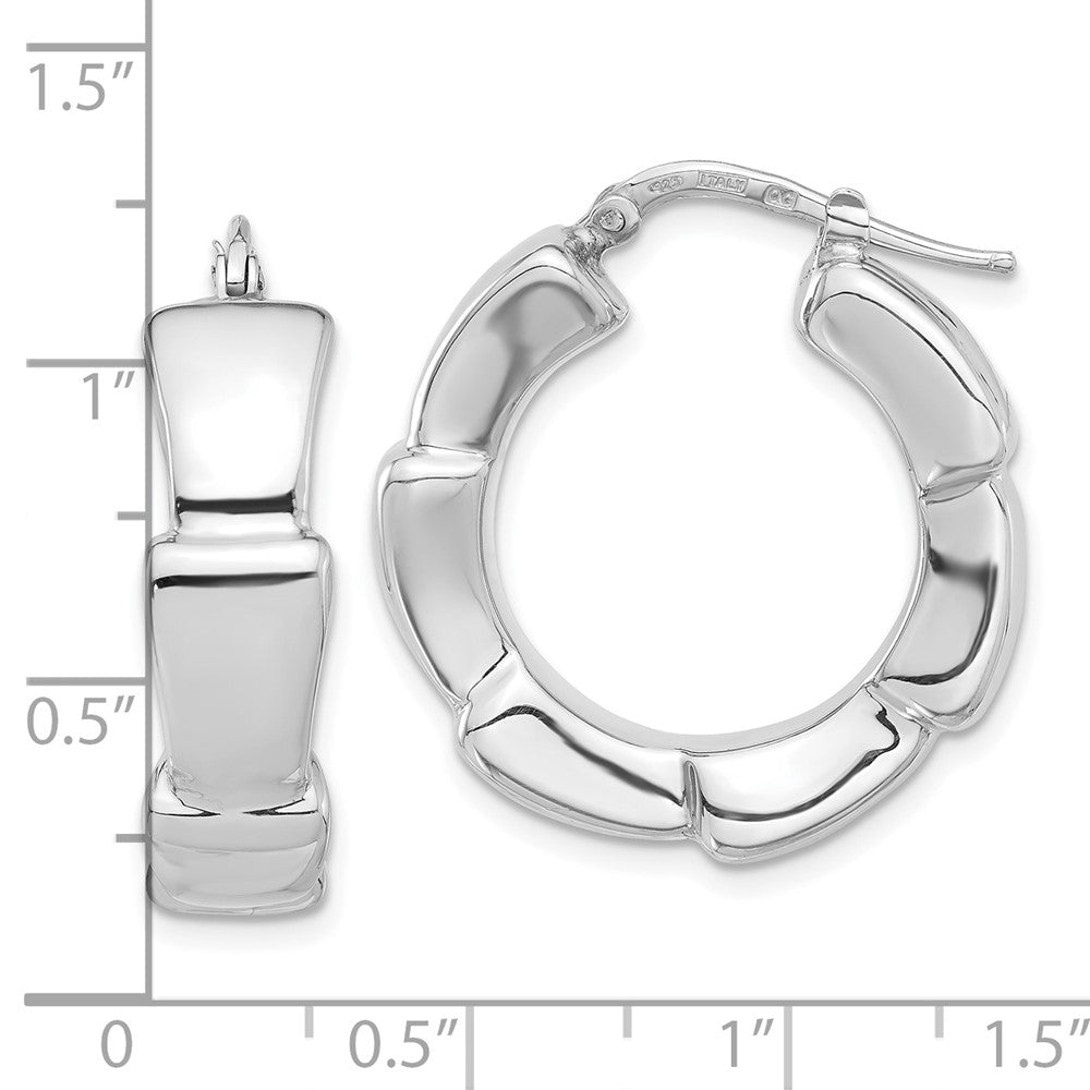 QE16809 Sterling Silver Rhodium-plated Polished Hoop Earrings