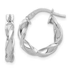 QE16818 Sterling Silver Rhodium-plated Polished Twisted Hoop Earrings