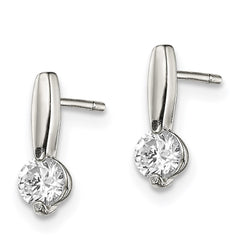 QE1683 Sterling Silver Polished CZ Drop Post Earrings