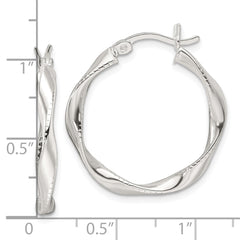 QE16831 Sterling Silver Polished Twisted Hoop Earrings