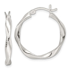 QE16831 Sterling Silver Polished Twisted Hoop Earrings