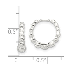 QE16839 Sterling Silver E-coated Beaded Hinged Hoop Earrings