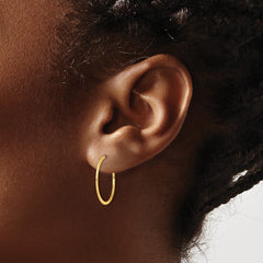QE16848GP Sterling Silver Gold-tone Polished and Hammered Hoop Earrings