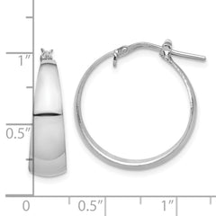 QE16900 Sterling Silver RH-plated Polished Tapered Round LG Hoop Earrings