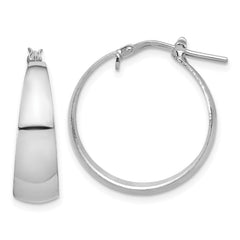QE16900 Sterling Silver RH-plated Polished Tapered Round LG Hoop Earrings