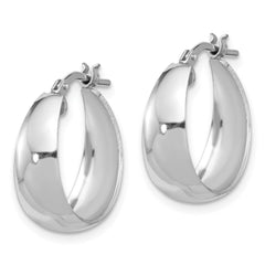 QE16901 Sterling Silver RH-plated Polished Tapered Round SM Hoop Earrings