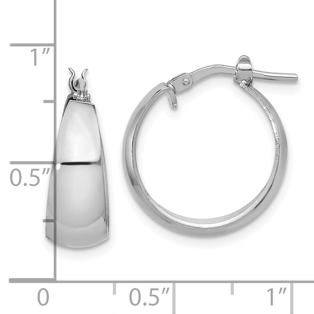 QE16901 Sterling Silver RH-plated Polished Tapered Round SM Hoop Earrings