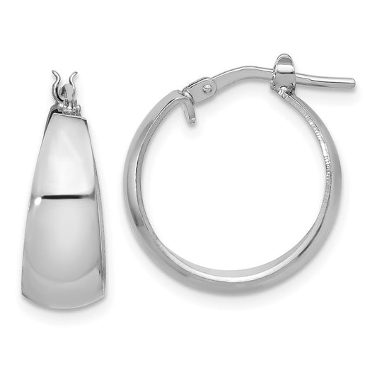 QE16901 Sterling Silver RH-plated Polished Tapered Round SM Hoop Earrings