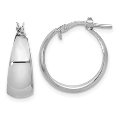 QE16901 Sterling Silver RH-plated Polished Tapered Round SM Hoop Earrings
