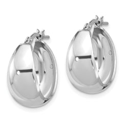QE16904 Sterling Silver RH-plated Polished Tapered Round SM Hoop Earrings