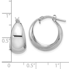 QE16904 Sterling Silver RH-plated Polished Tapered Round SM Hoop Earrings