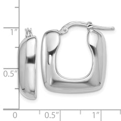 QE16913 Sterling Silver Rhodium-plated Polished Square Hoop Earrings