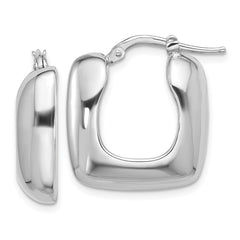 QE16913 Sterling Silver Rhodium-plated Polished Square Hoop Earrings