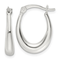 QE16917 Sterling Silver Polished Oval Hoop Earrings