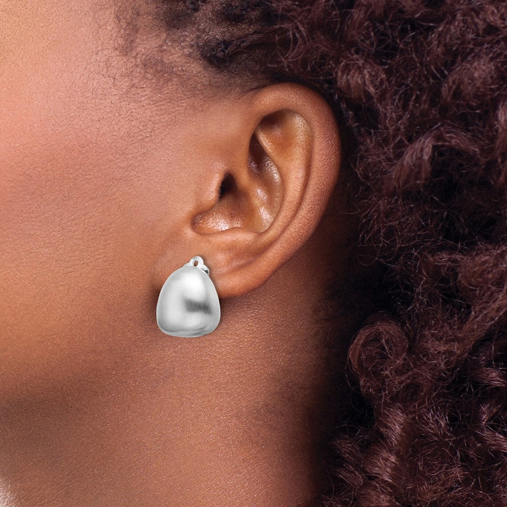 QE16927 Sterling Silver Rhodium-plated Satin Non-Pierced Earrings