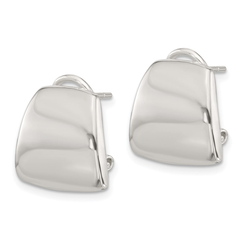 QE16934 Sterling Silver Polished Omega Back Earrings