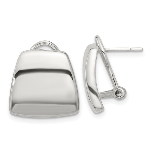 QE16934 Sterling Silver Polished Omega Back Earrings