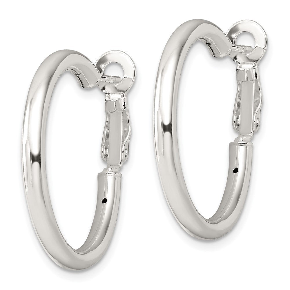QE16950 Sterling Silver Polished 3.25mm Omega Back Round Hoop Earrings