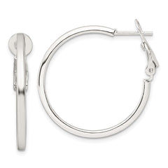 QE16959 Sterling Silver 2mm Square Tube Omega Back Round Hoop Earrings