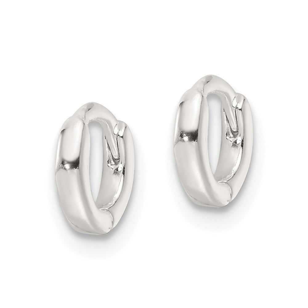 QE16960 Sterling Silver Polished 8.2x1.6mm Round Hinged Hoop Earrings