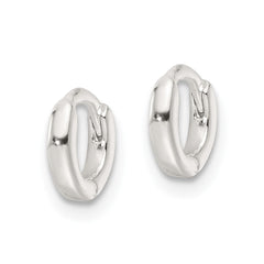 QE16960 Sterling Silver Polished 8.2x1.6mm Round Hinged Hoop Earrings