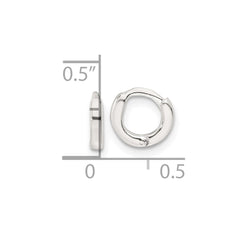 QE16960 Sterling Silver Polished 8.2x1.6mm Round Hinged Hoop Earrings