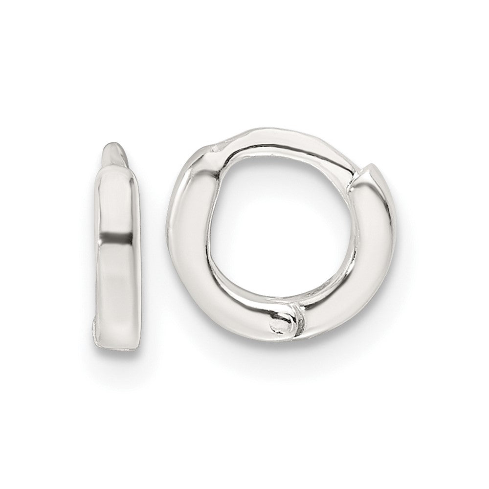 QE16960 Sterling Silver Polished 8.2x1.6mm Round Hinged Hoop Earrings