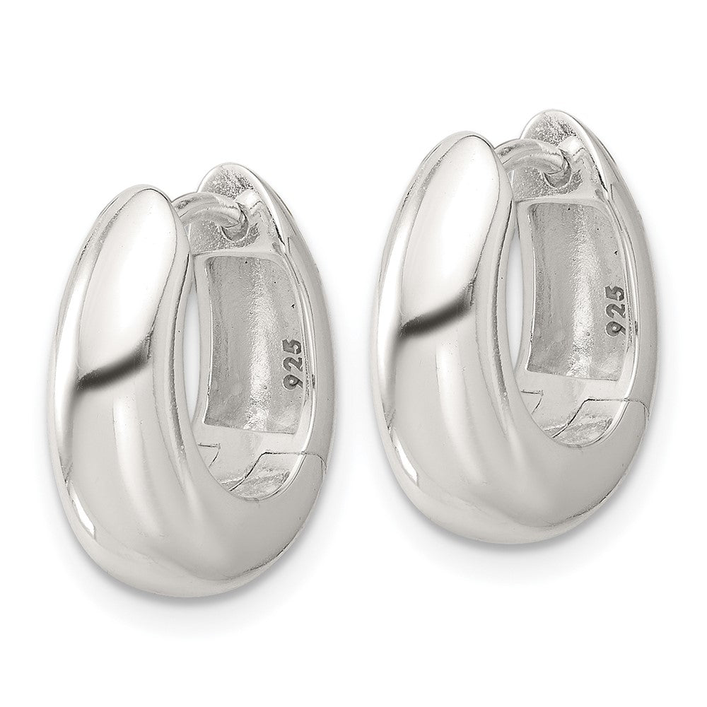 QE16961 Sterling Silver E-coated Tapered Hinged Hoop Earrings