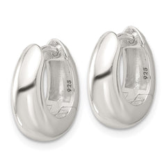 QE16961 Sterling Silver E-coated Tapered Hinged Hoop Earrings