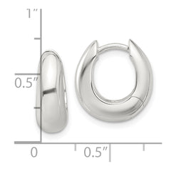 QE16961 Sterling Silver E-coated Tapered Hinged Hoop Earrings